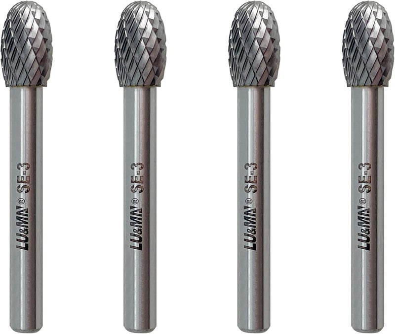 LU&MN SE-3 Tungsten Carbide Burr Rotary File, Double Cut Oval Burs, 4pcs by - Image 1